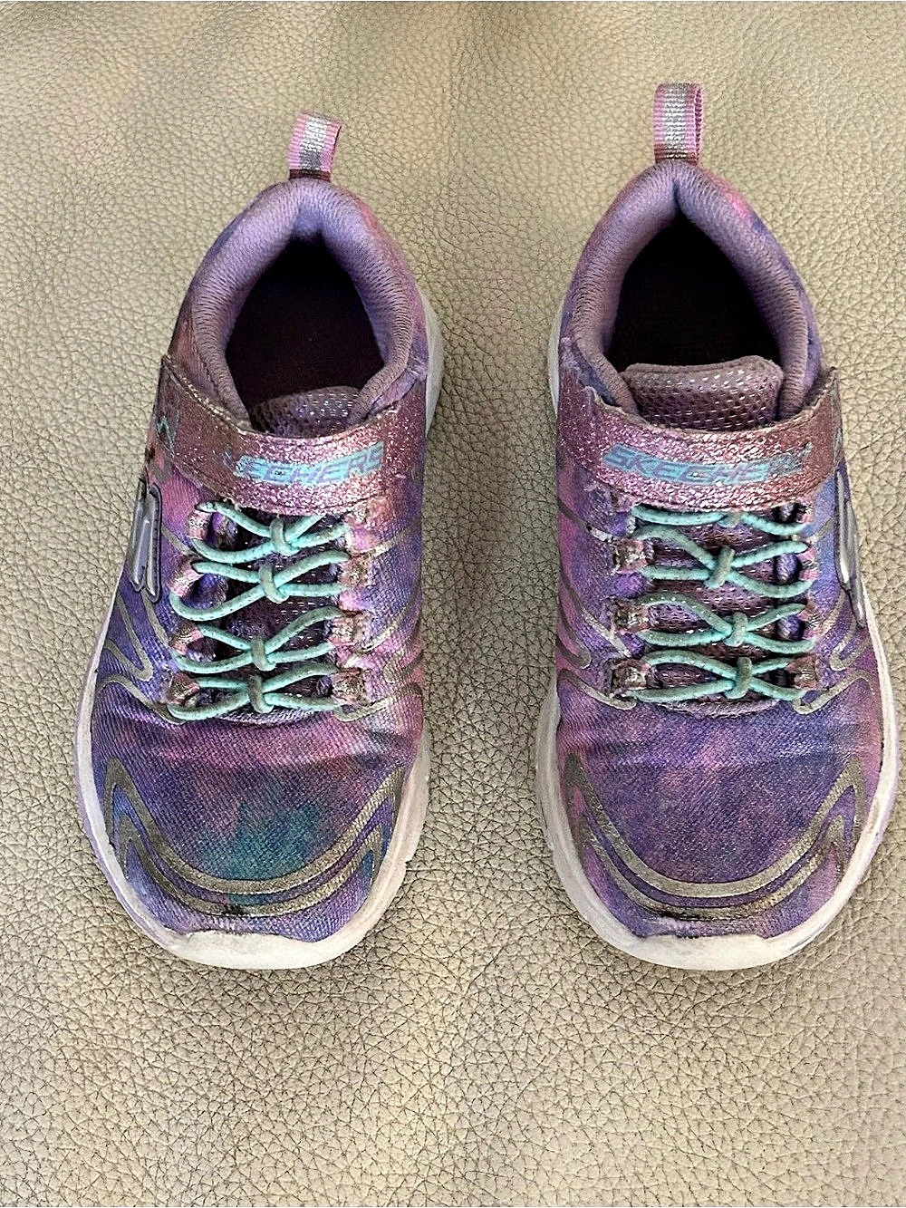 Girls Skechers Sneakers Purple & Green, Size US 12